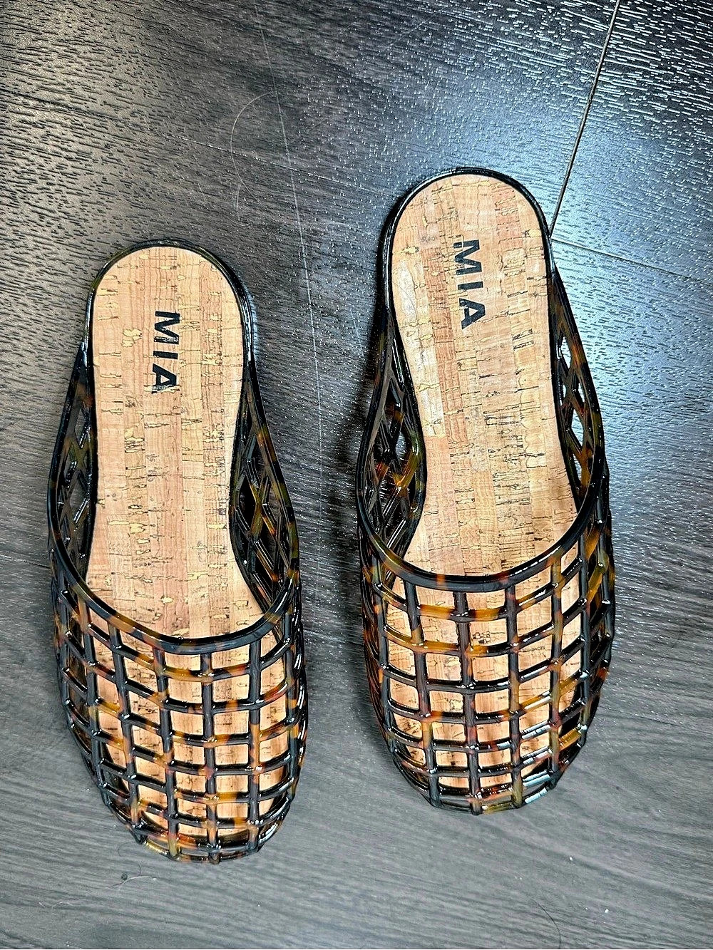 MIA Darby Jelly Mule Sandals in Brown & Black
